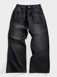 Jeans Streetwear Homme Coupe Droite Ample Jambe Large Écologique Logo Personnalisé Délavé Coupe Oversize Hiver Automne Rapide - Product Image 3