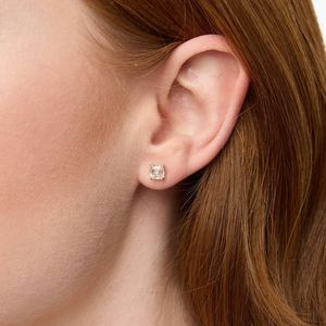 Boucles d'oreilles en diamant de laboratoire taille Asscher en or blanc - Product Image 2