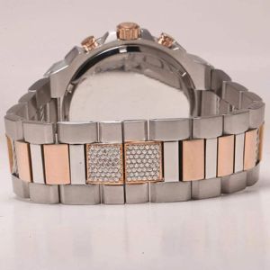 Montre élégante marron avec affichage analogique à quartz rond, détails en moissanite, bracelet en diamant raffiné et luxe moderne - Product Image 4