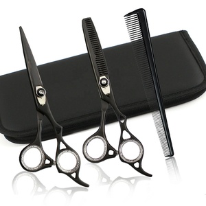 ชุดอุปกรณ์ตัดผมระดับมืออาชีพ สำหรับร้านเสริมสวย คุณภาพสูง สแตนเลสสีดำ เคลือบเซรามิก สำหรับคนถนัดขวา 32 ซี่ ซอยผม - Product Image 1