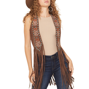 <b>Women</b> Fringe Vest Leather Western Cowboy Sleeveless <b>Jacket</b> <b>Suede</b> Tassel Biker Festival Rodeo Fashion Wear Premium OEM - Product Image 5