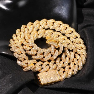 Premium Quality Diamond Cuban Link Chain <b>Necklace</b> for Men Gold Silver Plated <b>Statement</b> Jewelry Available For Sale - Product Image 4