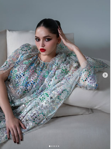 PRSENCE Bride NEW SPRING 2026 <b>KURTA</b> / KURTI Ivory Silk Lace Shimmering Green Pink Blue French Sequins Quick Dry Moisture - Product Image 4