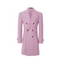 Manteau en laine croisé pour homme, revers cranté, longueur genou, coupe ajustée, vêtement d'extérieur formel