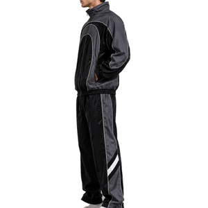 <b>Mens</b> Printed Streetwear Nylon Tracksuit Lightweight Water Resistant Full Zip <b>Jacket</b> Jogger Set Breathable Running Sports - Product Image 4