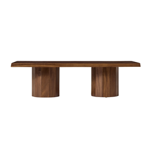Mesa de Centro Contemporánea de Madera de Teca Sólida con Patas Cilíndricas Gruesas, Mesa Rectangular de Madera para Sala de Estar, Muebles de Lujo - Product Image 1