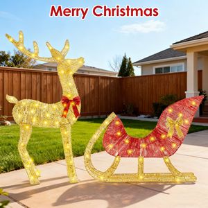 Guirlande lumineuse LED en forme de rennes de Noël, 16,97 pieds, jaune chaud, 8 modes, fer robuste antirouille, décorations de jardin pour les fêtes en plein air - Product Image 6