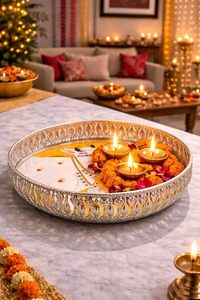 Elegante Bandeja de Hierro Metálico Pichwai para Servir, Regalar, Decorar, Festivales y Cestas - Product Image 5