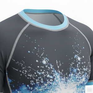 T-shirt de compression à manches courtes premium, sublimé, respirant, coutures renforcées, tissu durable, pour MMA, BJJ, surf. - Product Image 4
