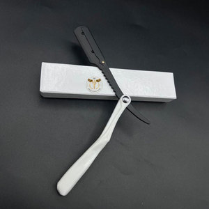 Professional White Plastic Handle Stainless Steel Folding <b>Straight</b> <b>Razor</b> Barber Shaving <b>Razor</b> for Salon Hair Cutting Tool - Product Image 4