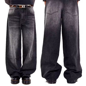 Pantalones Vaqueros Holgados de Mezclilla para Hombre, Estilo Oversize, 100% Algodón, Color Negro Deslavado, Diseño Personalizado de Alta Moda - Product Image 1
