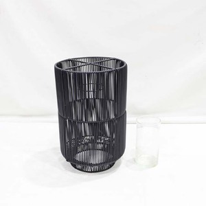 Pot à bougie cylindrique en plastique noir, ignifuge, lanterne de décoration pour la maison - Product Image 5