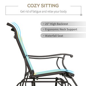 "Modern 2-Person Patio Mesh Glider <b>Swing</b> Chair with Steel <b>Frame</b> for Backyard" - Product Image 6