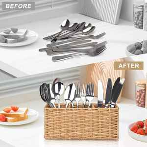 Panier en rotin PP tressé à la main du Vietnam 2026, petit panier à ustensiles pour organiser la vaisselle, grand bac de rangement cubique pour étagère - Product Image 6