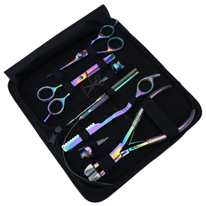 Kit de herramientas Elite Rainbow para extensiones de cabello con pinzas para aplicar cinta adhesiva, tijeras de peluquería, tijeras de entresacar, herramienta de afeitado y gancho para extensiones. - Product Image 1