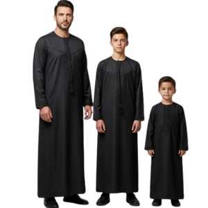 ชุดเสื้อผ้ามุสลิมสำหรับผู้ชายแบบอิสลาม ชุดโทบยาวแบบดูไบ คัฟตันมุสลิม ดีไซน์เรียบง่ายพร้อมกระดุม - Product Image 1