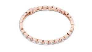 18K Yellow Gold Bezel Emerald Diamond Eternity <b>Bracelet</b>, Contemporary <b>Stacking</b> Diamond <b>Bracelet</b> - Product Image 3