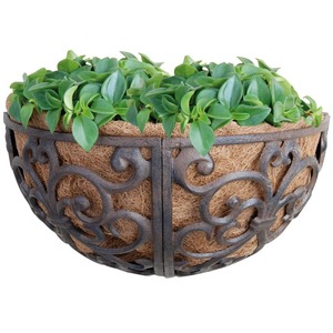Pot de fleurs suspendu en métal rustique avec un design circulaire pour montage mural, plantes d'intérieur et d'extérieur - Product Image 5