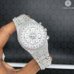 Montre de luxe pour homme Charm Jewells, acier inoxydable, lunette sertie de diamants, mouvement mécanique analogique, boîtier 40 mm, date automatique, étanche 10 bars - Product Image 1
