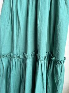 Vestido largo informal de algodón con escote corazón para mujer, color verde, teñido liso, regalo para ella. - Product Image 4