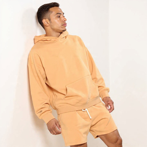 Ensemble de survêtement décontracté en molleton pour femme, sweat-shirt à capuche oversize uni et short, coupe ample, deux pièces - Product Image 5