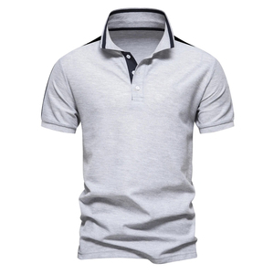 Polo à manches courtes pour homme, couleur unie, coton piqué, décontracté, boutonné, coupe classique, tissu tricoté - Product Image 6