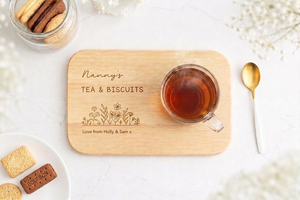 ถาดไม้สำหรับกาแฟและคุกกี้ ถาดเสิร์ฟชาแบบพกพา ที่วางแก้ว ถาดอาหารเช้าและของว่าง สำหรับห้องนั่งเล่น ห้องครัว ห้องรับประทานอาหาร - Product Image 5