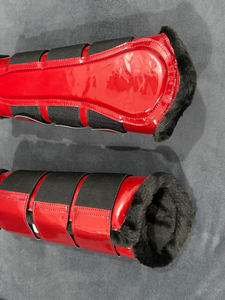 Premium <b>Equestrian</b> Horse Brushing Boots Neoprene Synthetic Leather Sheepskin Padding Waterproof Racing Boots for Superior Leg - Product Image 4