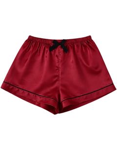 Ensemble de pyjama pour femme en satin rouge personnalisé, manches courtes, boutonné, style soie, deux pièces, ensemble de shorts de nuit, vêtements de détente - Product Image 2