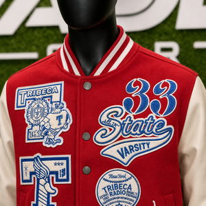 Custom Patch Varsity Jacket Men's Vintage Streetwear Bomber Jacket Unisex Letterman Baseball <b>Coat</b> High Quality Hip Hop Outerwear - Product Image 5