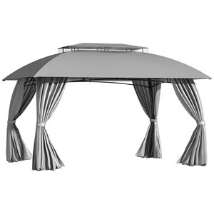 10 'x 13' baldacchino del Gazebo del Patio, doppio tetto ventilato, struttura in acciaio, pareti laterali della tenda, riparo all'aperto del parasole per il giardino, prato, B - Product Image 1