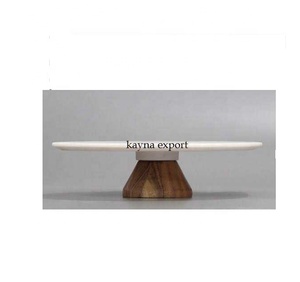 Venta caliente de lujo asta soporte pastel soporte elegante decorativo madera superior Metal mesa para restaurante decoración pastel caliente herramientas - Product Image 3