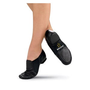 MBAANI Chaussures de jazz noires en cuir véritable à talon plat unisexe - Product Image 5