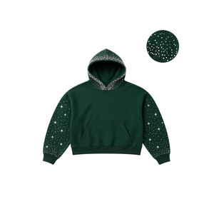 Fabricant sur mesure de sweats à capuche Y2K avec strass, coupe ample, en molleton épais 450 GSM, vente en gros, streetwear, pull-over, fourniture d'usine OEM - Product Image 2