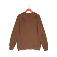 Suéter de Punto Rasgado para Hombre, Color Sólido, Manga Larga, Cuello Redondo, Invierno, Logotipo Frontal, Poliéster/Algodón, Ligeramente Elástico