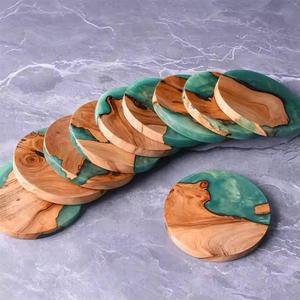 Sous-verres en résine et bois écologiques imperméables, design moderne, pour boissons chaudes, haute qualité, durables, logo personnalisé, couleur/taille, impression UV - Product Image 1