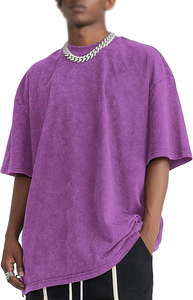 T-shirts pour hommes personnalisés, de haute qualité, en coton peigné 100% lourd, effet vieilli, délavés à l'acide, 280g, coupe droite, longueur standard - Product Image 2