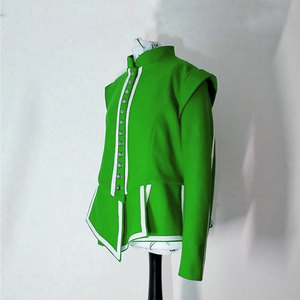 Green Doublet Jacket with White Cotton Piping High-Quality Wool Traditional Outfit Factory Supplies - Product Image 5