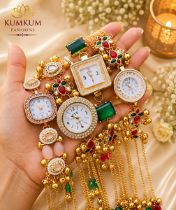 Reloj de Pulsera Meenakari Chapado en Oro Kundan de Cachemira de Primera Calidad para Mujer, Trajes Tradicionales para Bodas, Diwali, Ocasiones Festivas y Fiestas - Product Image 4