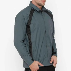 Chaqueta Cortavientos con Cremallera para Hombre, Color Sólido, Estilo Casual para Exteriores, Material de Poliéster, Cuello Camisero, Corte Regular, Estilo Otoñal - Product Image 2