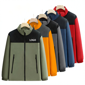 Men's Color Blocking <b>Jacket</b> Stand Collar Zipper Windproof Polyester Autumn Casual <b>Fleece</b> <b>Lining</b> Front Logo - Product Image 5
