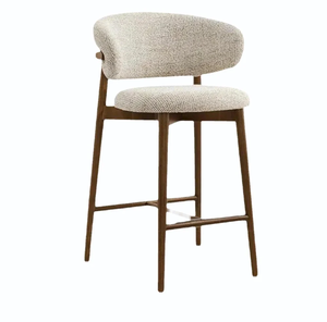 Chaise de bar haute de conception européenne de luxe avec dossier, structure en bois, pour bar à domicile - Product Image 2