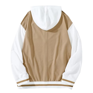 Men's Hooded Varsity <b>Jacket</b> Color Blocking Zipper Casual Loose Fit Autumn Polyester Cotton Blend <b>Jacket</b> - Product Image 2