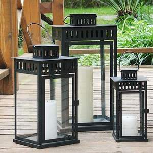 Farol Colgante Decorativo para el Hogar, Atractivo, Negro, Moderno, de Hierro y Vidrio, Ecológico, para San Valentín, Navidad, Bodas y Fiestas - Product Image 5