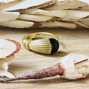 New Arrival Black Onyx Horn <b>Ring</b> Gold Plated Brass <b>Ring</b> Tribal Statement <b>Open</b> <b>Ring</b> Minimal Wholesale <b>Ring</b> For Women - Product Image 3