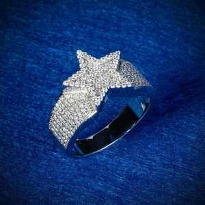 Anillo de Plata de Ley 925 con Incrustaciones de Moissanita en Forma de Estrella, Unisex, Estilo Hip Hop, para Bodas y Fiestas - Product Image 2
