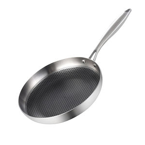Wok traditionnel en acier inoxydable martelé à fond rond, capacité 20L, poignée en bois, anti-rayures, compatible avec tous les types de cuisinières - Product Image 1