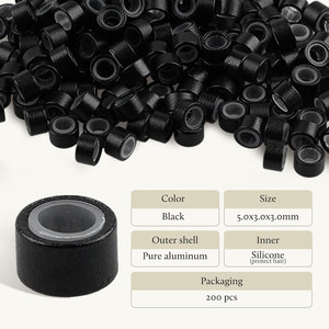 Kit d'outils pour extensions de cheveux à coudre avec 200 perles en silicone, 4 types d'aiguilles à crochet et boucle de tirage - Product Image 6