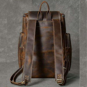 Vintage Leather Travel <b>Backpack</b> Adjustable Strap Durable Zipper Hasp Closure Unisex 36-<b>55L</b> Capacity - Product Image 5