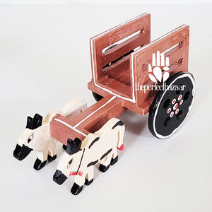 รถเข็นไม้บูลล็อกสีน้ำตาล The Perfect Bazaar ผลิตในอินเดีย รถเข็นบูลล็อกยอดนิยมทันสมัย - Product Image 3